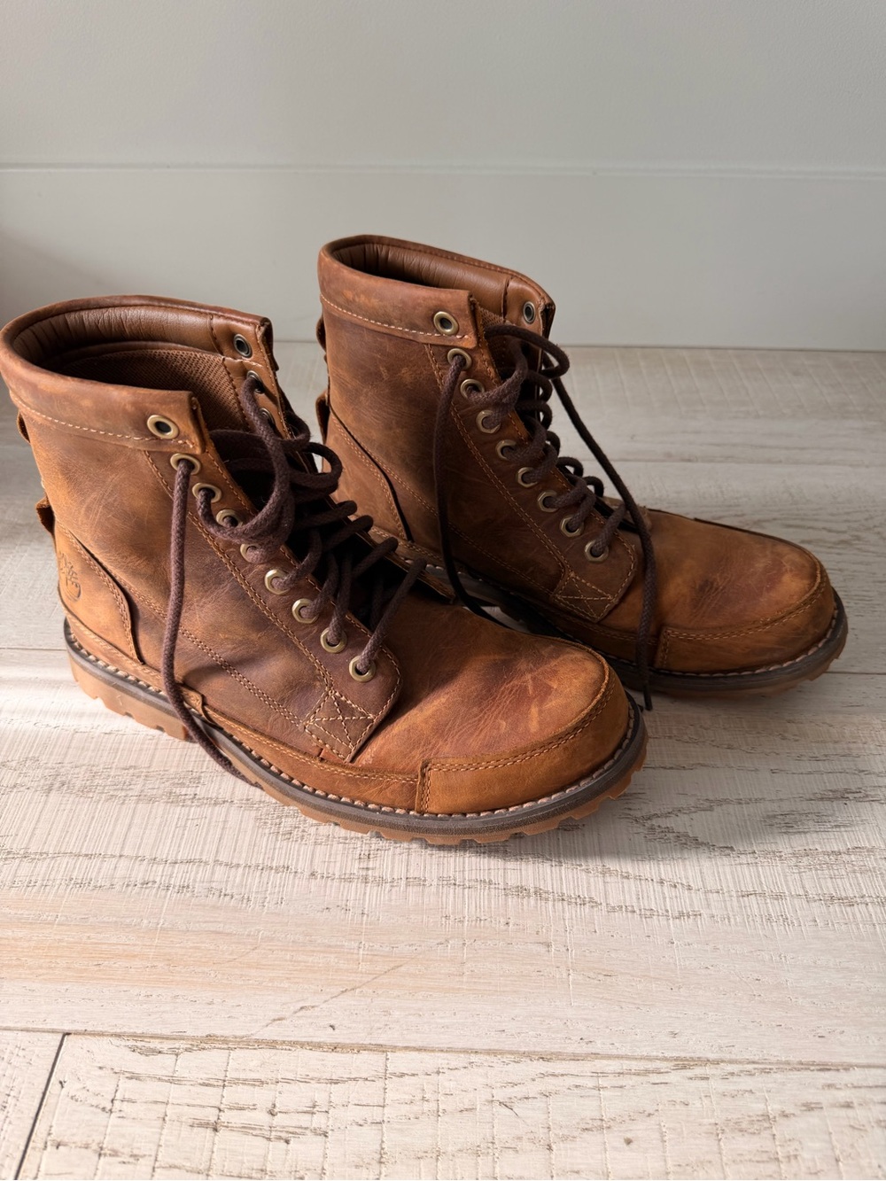 Timberland Chestnut Brown Leather Lace-Up Hiking Boots